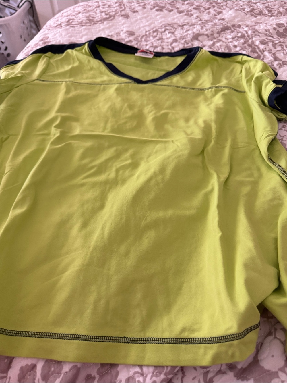 Danskin Now Neon Lime Short Sleeve Active Tee with Black Accents